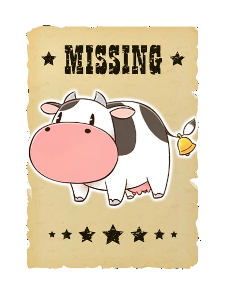 Cartoon milk cow on a missing poster